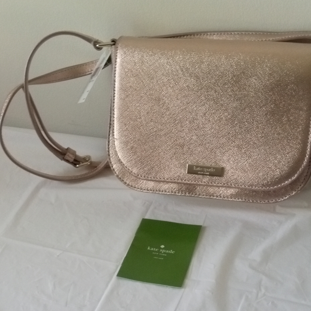 *♥Kate Spade Vintage Large Carsen Rose Gold Laurel Way Crossbody Purse WKRU5150 - Picture 5 of 14